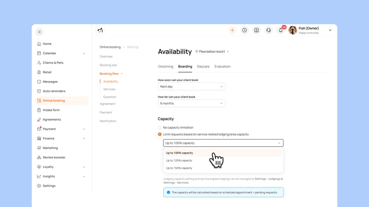 Capacity Contract for Online Booking