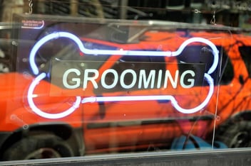 neon pet grooming business name sign