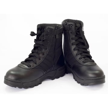 a pair of black tactical boots